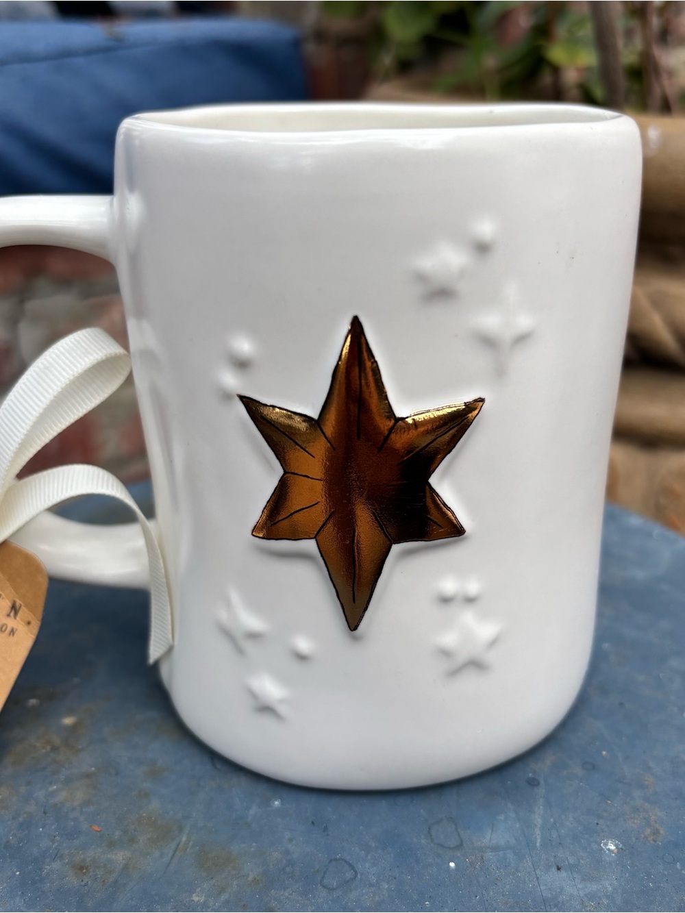 Rae Dunn White Ceramic "Follow The Star" Mug with Black Lettering - Picture 3 of 7